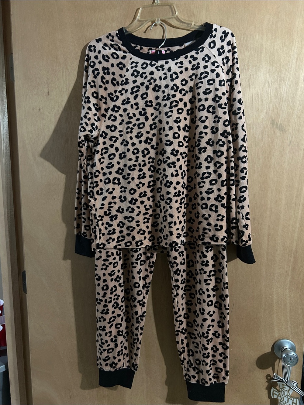 kate spade Beige Leopard-Print Women’s Pajama Set with Black Trim